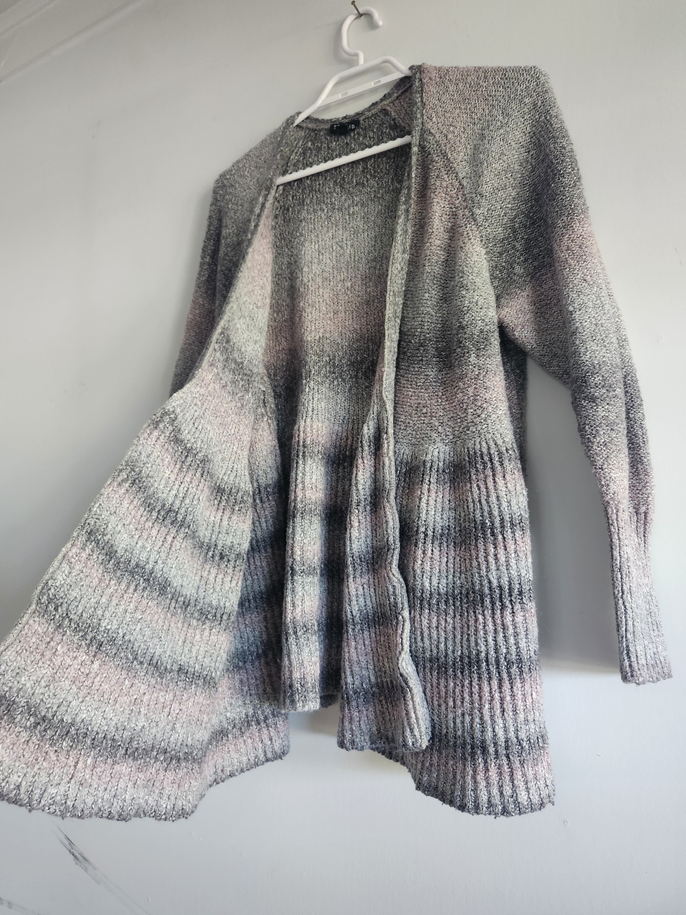 Torrid Grey & Pink Ombré Striped Peplum Cardigan | M/L